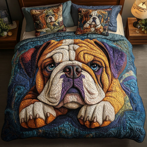 Bulldog Love Hug 3-Piece Quited Bedding Set - Single (59" x 70")