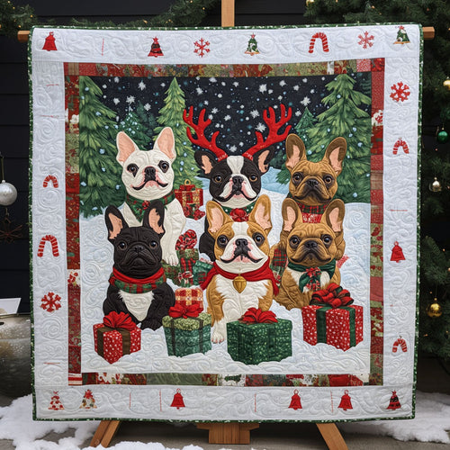 Bulldog Noel Quilted Blanket - Throw (55" x 60")