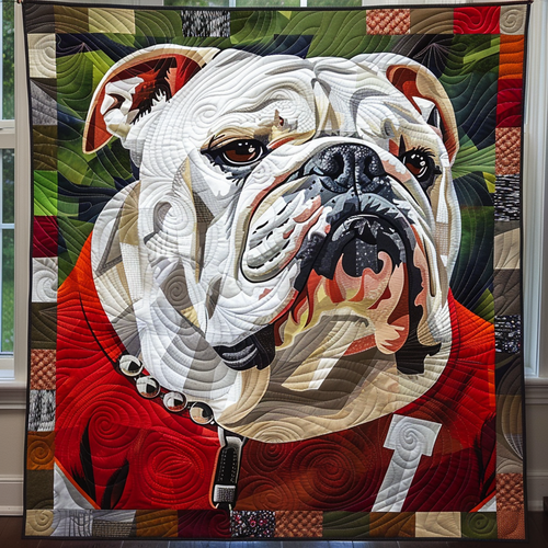 Bulldog Paws And Pride Quilted Blanket - Throw (55" x 60")