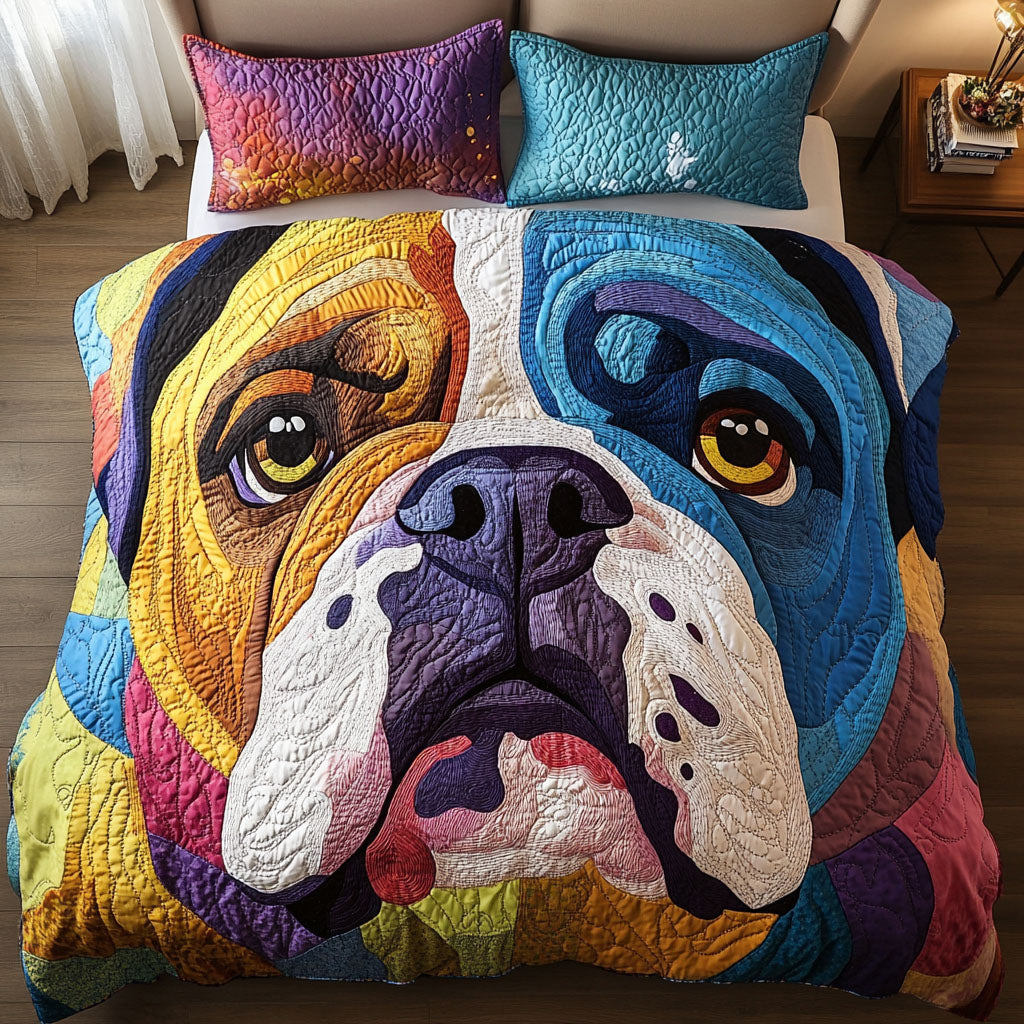 Bulldog Sketch World 3-Piece Quited Bedding Set - Single (59" x 70")
