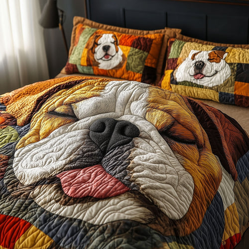 Bulldog Snout 3-Piece Quilted Bedding Set - Single (59" x 70")