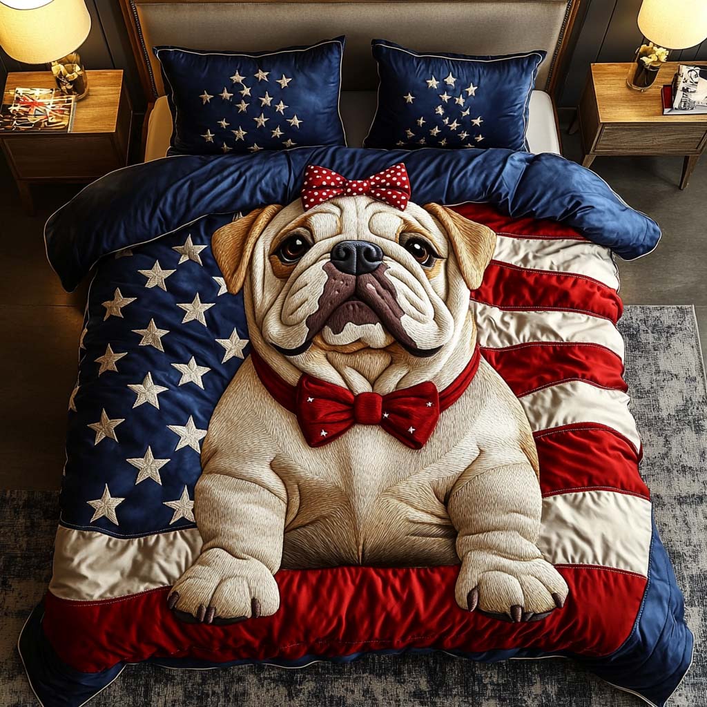 Bulldog for Freedom 3-Piece Quited Bedding Set - Single (59" x 70")