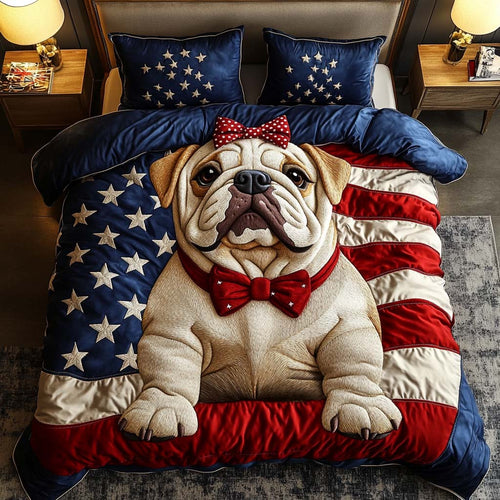 Bulldog for Freedom 3-Piece Quited Bedding Set - Single (59" x 70")