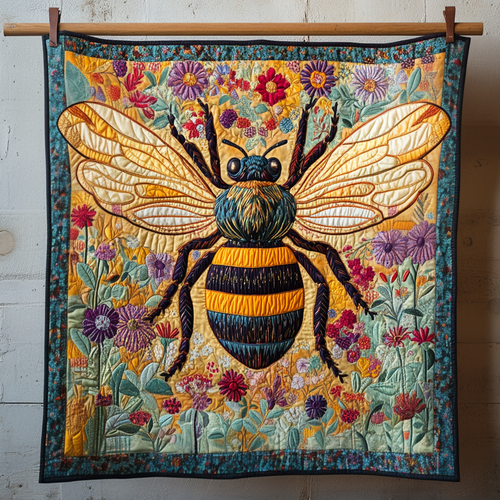 Bumble Blossom Quilted Blanket - Throw (55" x 60")