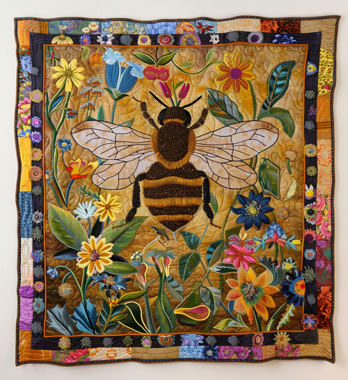 Bumblebee Garden Quilted Blanket - Throw (55" x 60")
