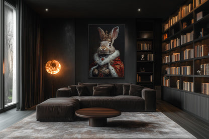 Bunny King In Crown Victorian Portrait Canvas Print, Dark Academia