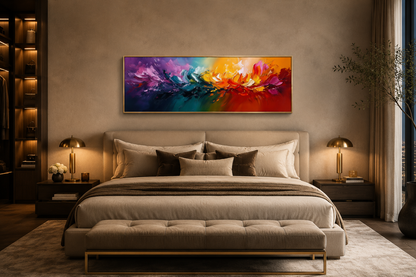 Burst of Color Long Horizontal Rainbow Canvas Wall Art