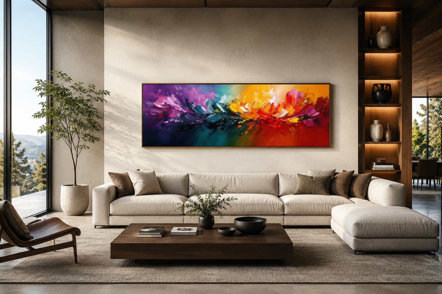 Burst of Color Long Horizontal Rainbow Canvas Wall Art