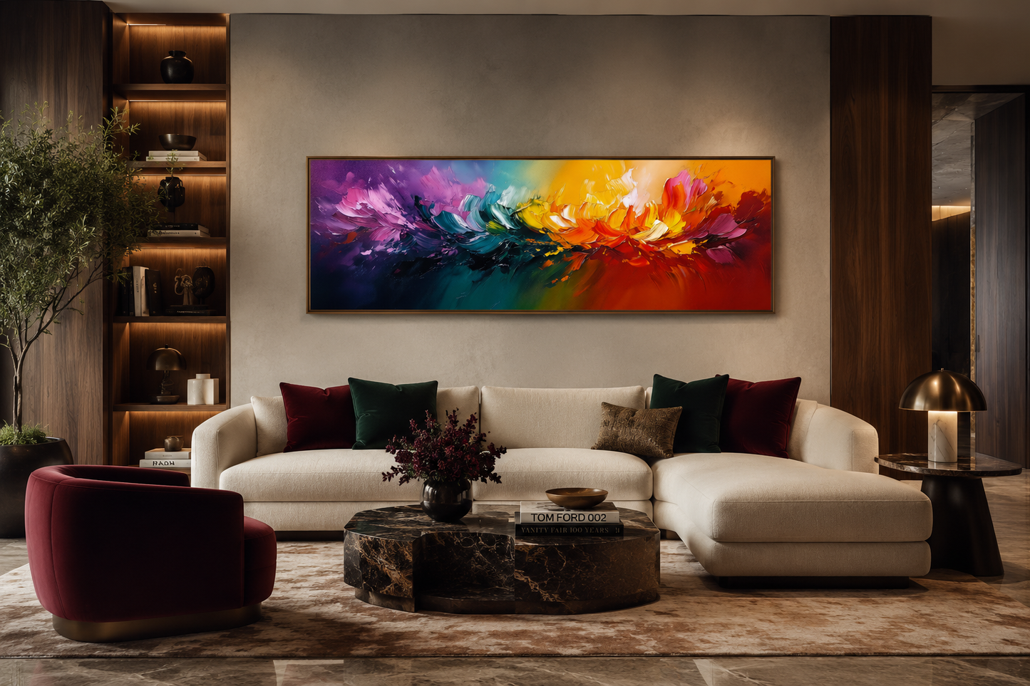 Burst of Color Long Horizontal Rainbow Canvas Wall Art