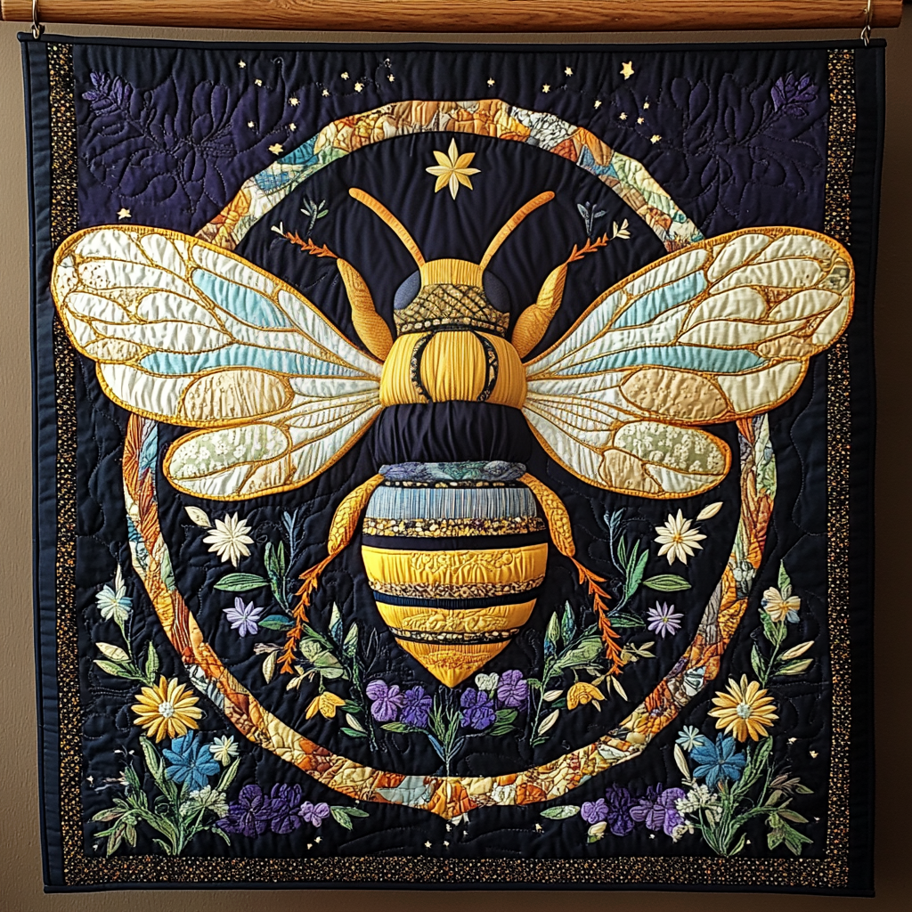 Busy Bee Blossom Quilted Blanket - Throw (55" x 60")