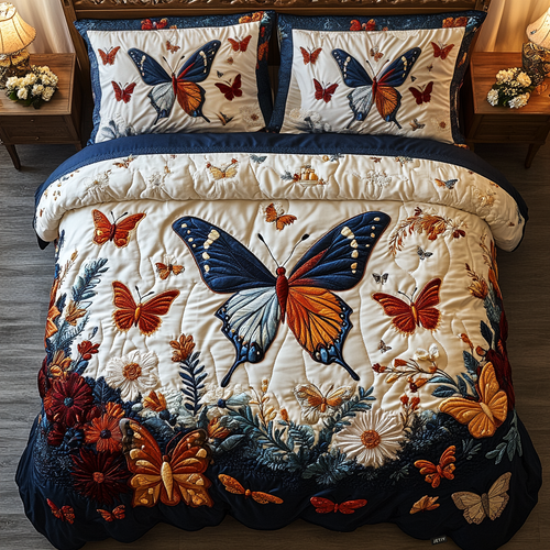 Butterfly Bliss 3-Piece Quilted Bedding Set - Single (59" x 70")