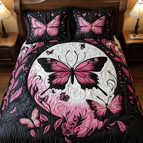 Butterfly Bliss 3-Piece Quilted Bedding Set - Single (59" x 70")