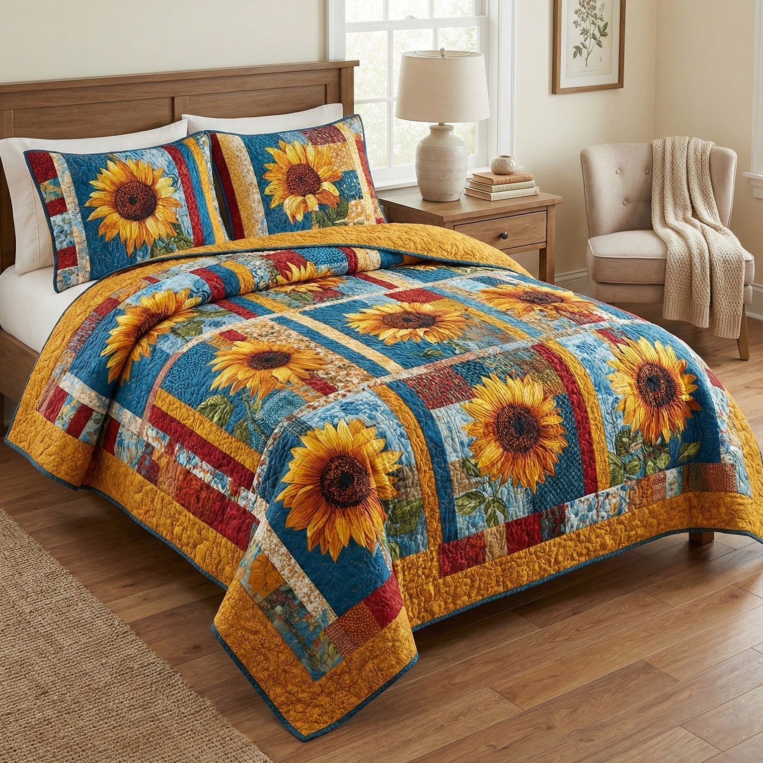 Butterfly Sunlight Garden 3-Piece Quilted Bedding Set - Single (59" x 70")