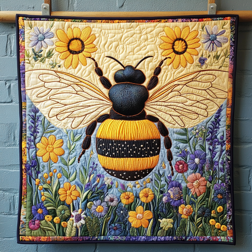Buzzing Blooms Quilted Blanket - Throw (55" x 60")