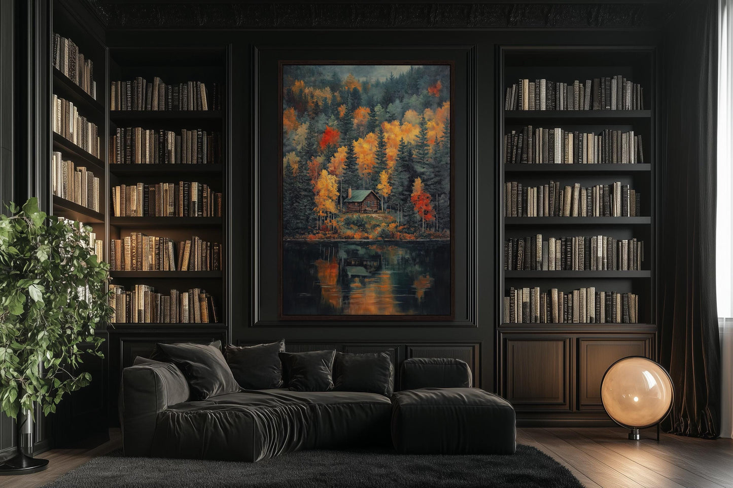 Cabin In The Woods Autumn Canvas Wall Art