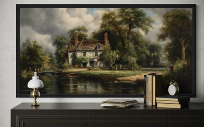 Cabin On The Lake Rustic Lake House Framed Canvas Wall Art