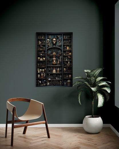 Cabinet Of Curiosities Gothic Framed Canvas Wall Art