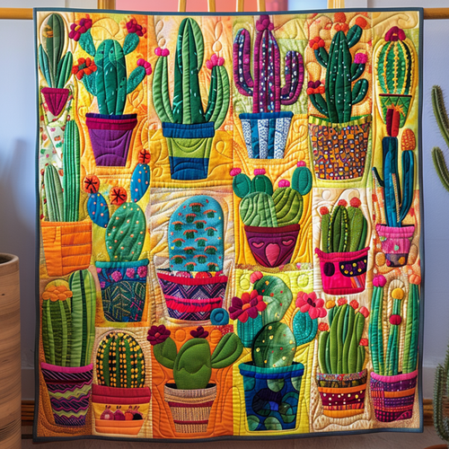 Cacti Collection Quilted Blanket - Throw (55" x 60")