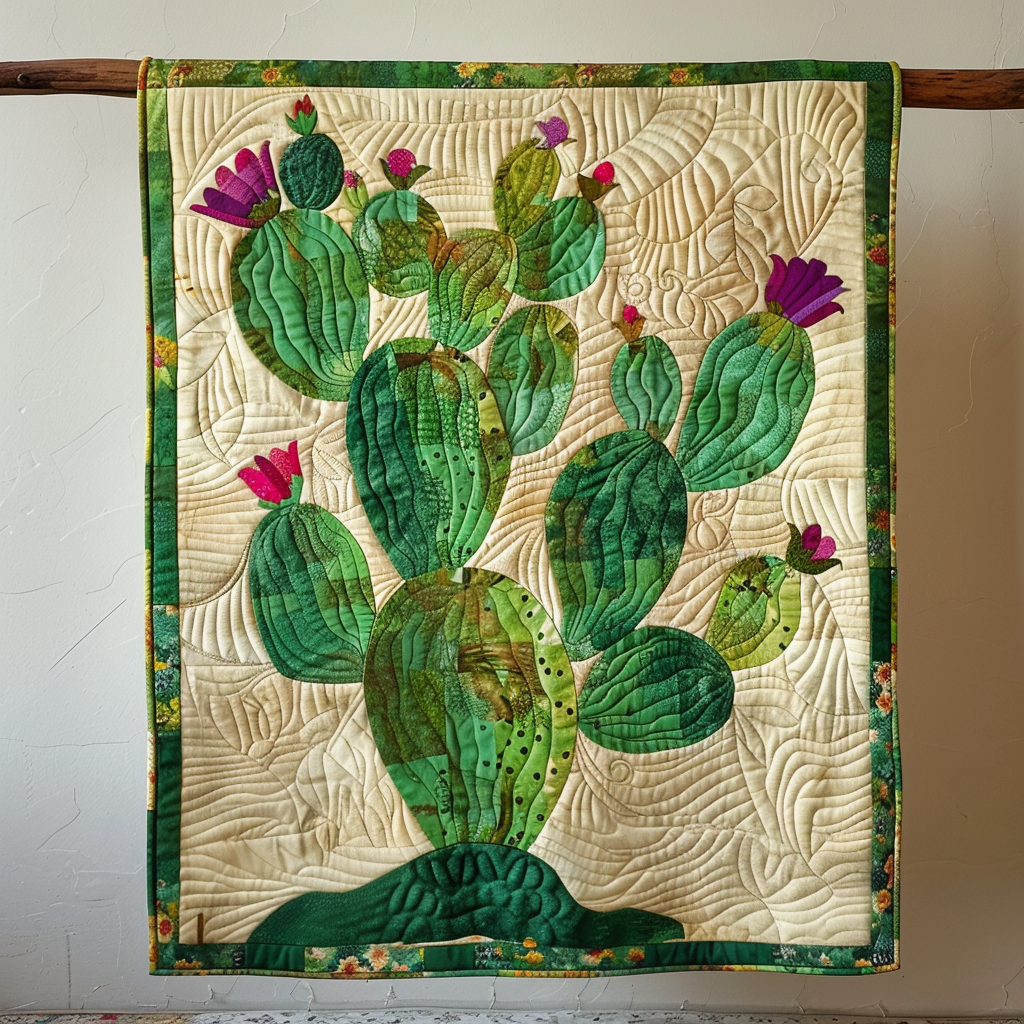 Cacti Delight Quilted Blanket - Throw (55" x 60")