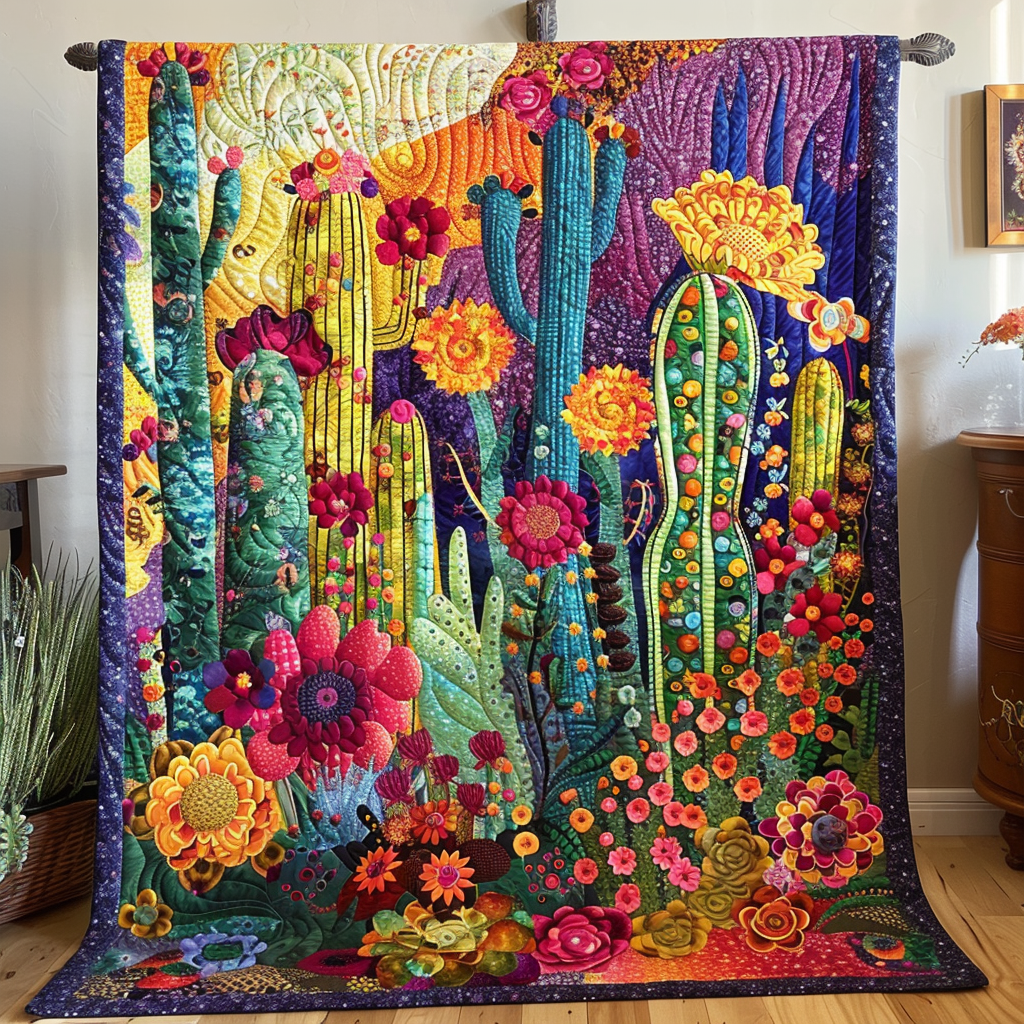 Cacti Dream Quilted Blanket - Throw (55" x 60")