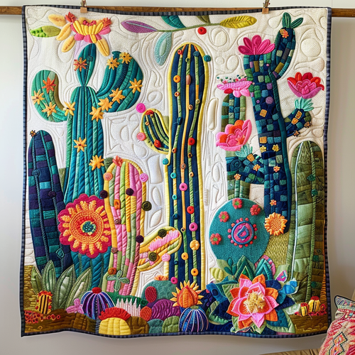 Cacti Serenade Quilted Blanket - Throw (55" x 60")