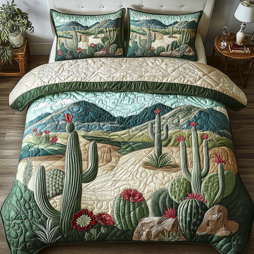Cactus Dreams 3-Piece Quilted Bedding Set - Single (59" x 70")