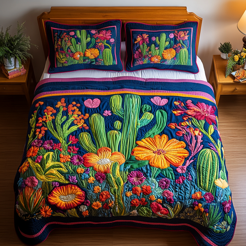 Cactus Garden 3-Piece Quilted Bedding Set - Single (59" x 70")