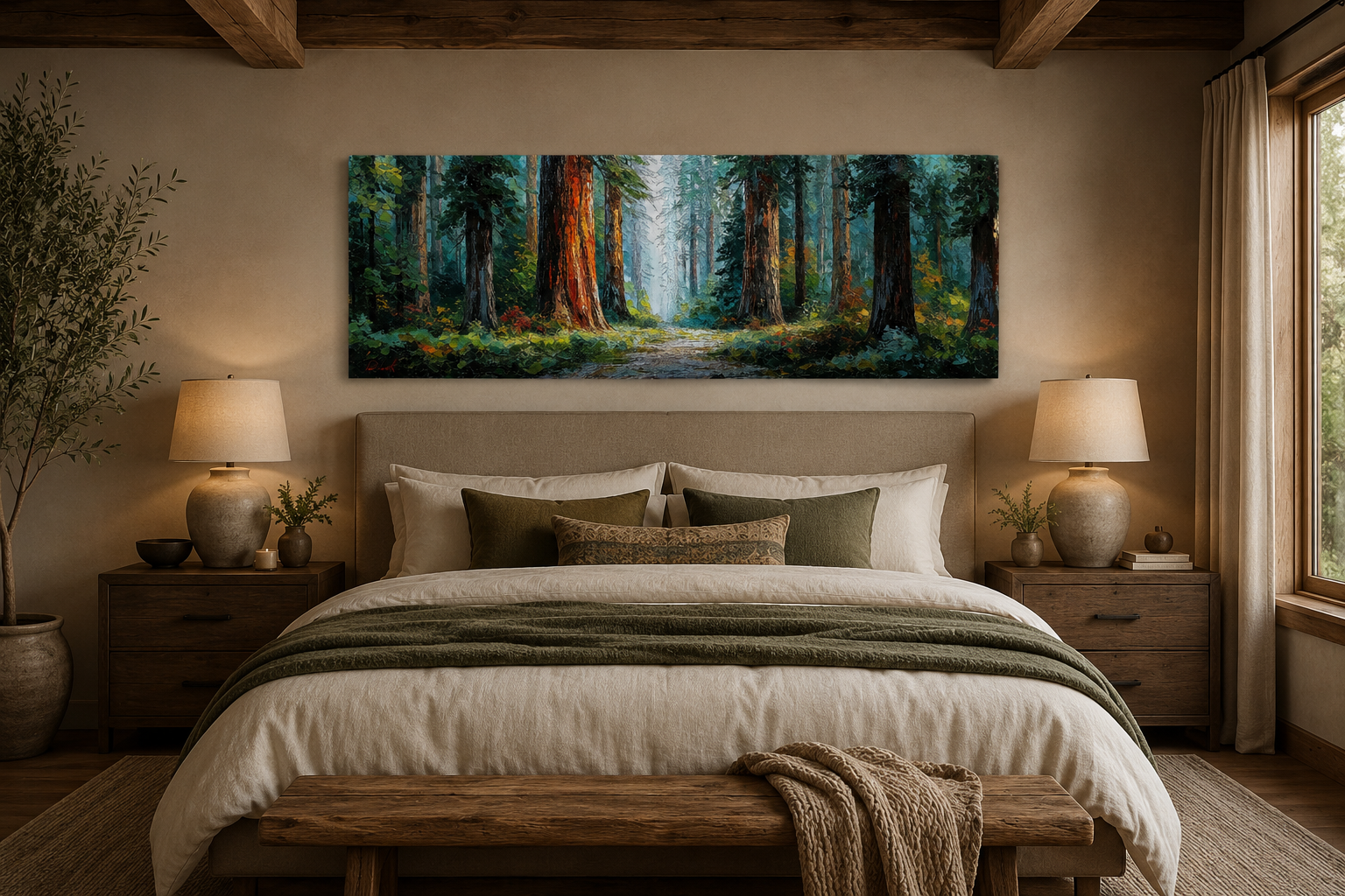 California Redwood Forest Long Horizontal Canvas Wall Art