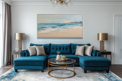 Calm Beach Sandy Beach Framed Canvas Wall Art