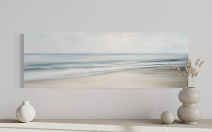Calm Long Horizontal Ocean Above Bed Framed Canvas Wall Art