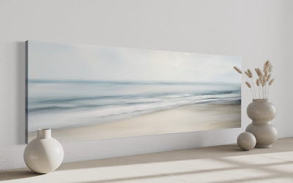 Calm Long Horizontal Ocean Above Bed Framed Canvas Wall Art