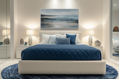 Calm Minimalist Blue Gray Ocean Coastal Framed Canvas Wall
