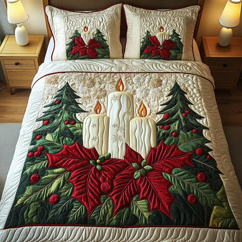 Candlelight Cheer 3-Piece Quilted Bedding Set - Single (59" x 70")
