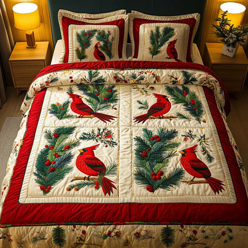 Cardinal Song 3-Piece Quilted Bedding Set - Single (59" x 70")