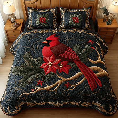 Cardinal Beauty 3-Piece Quilted Bedding Set - Single (59" x 70")