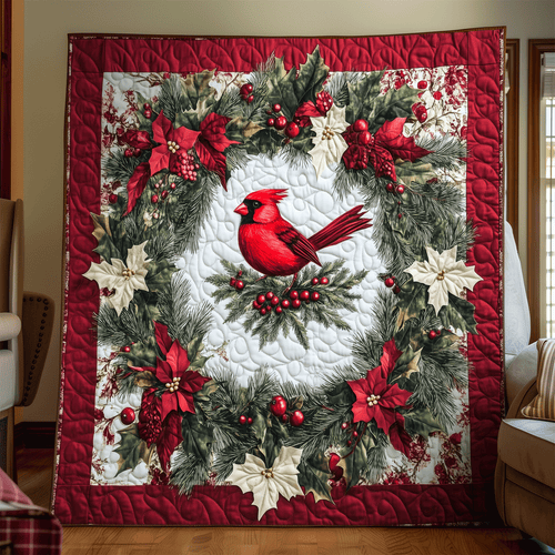 Cardinal Charm Quilted Blanket - Throw (55" x 60")