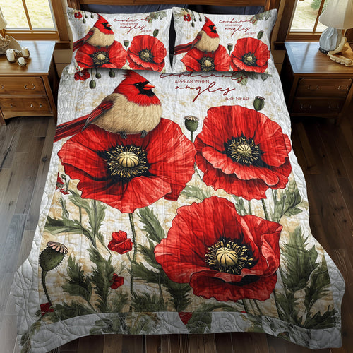 Cardinal Couple 3-Piece Quilted Bedding Set - Single (59" x 70")