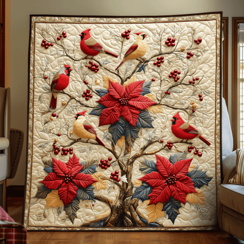 Cardinal Family Quilted Blanket - Throw (55" x 60")