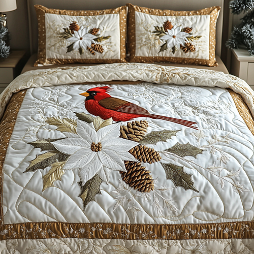 Cardinal Fantasy Quilted Bedding Set - Single (59" x 70")