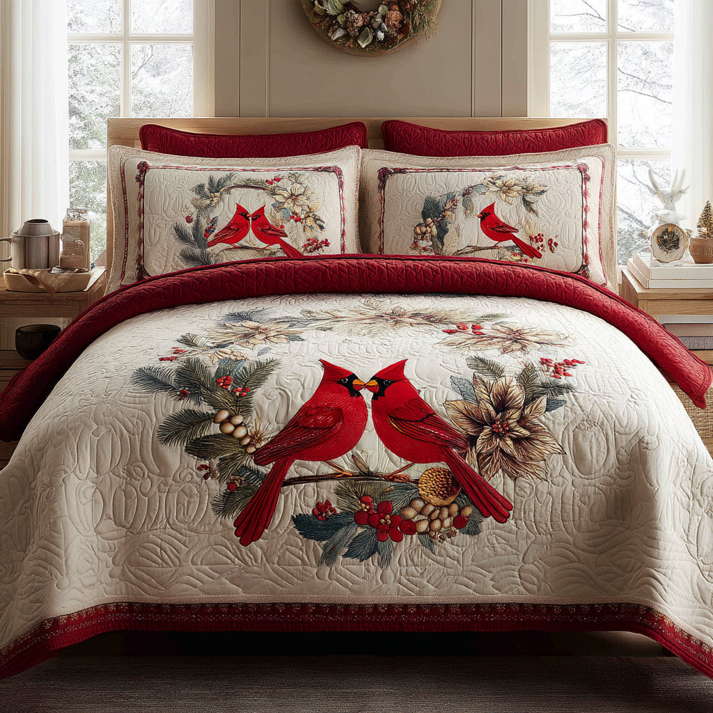 Cardinal Haven 3-Piece Quilted Bedding Set - Single (59" x 70")