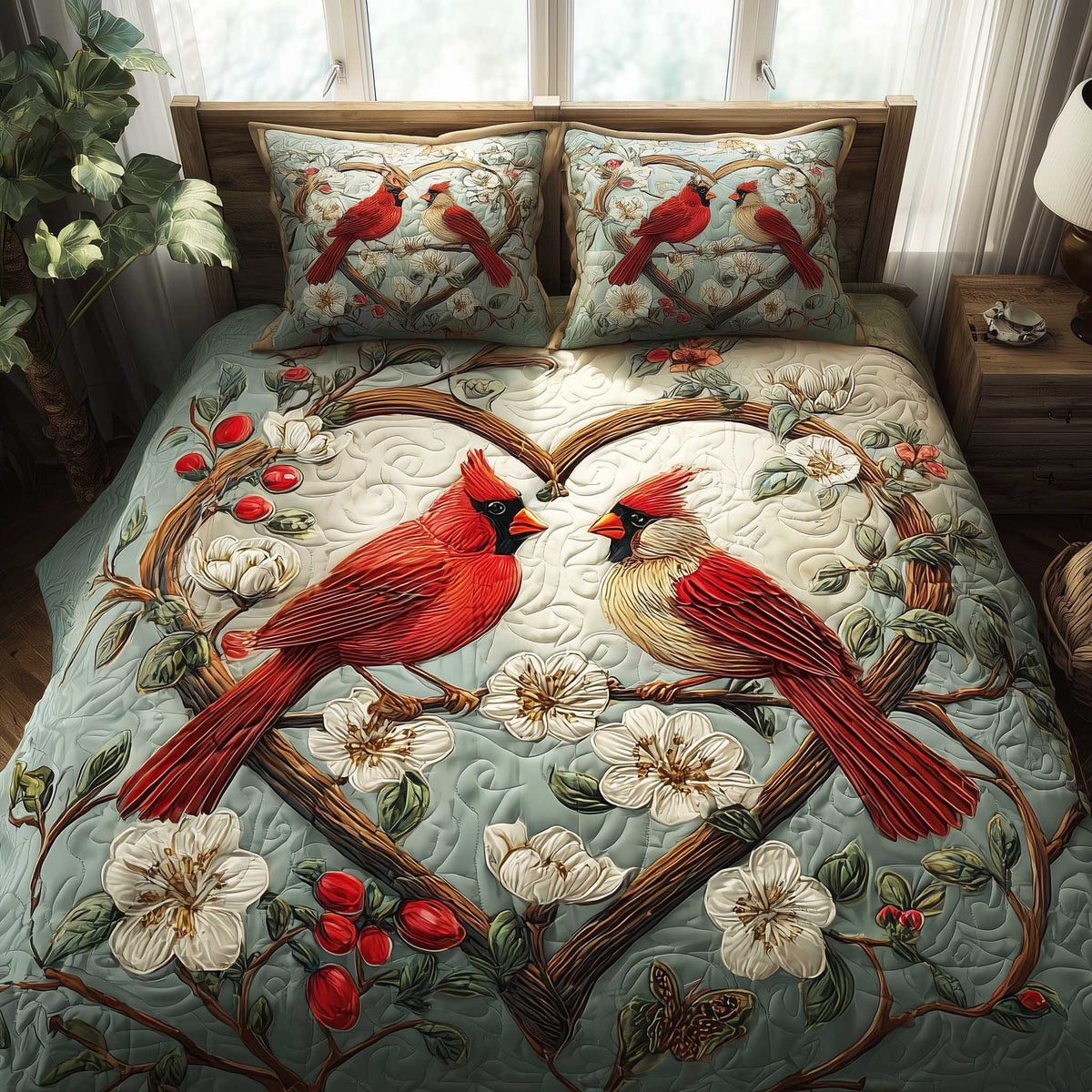 Cardinal Spirit 3-Piece Quilted Bedding Set - Single (59" x 70")