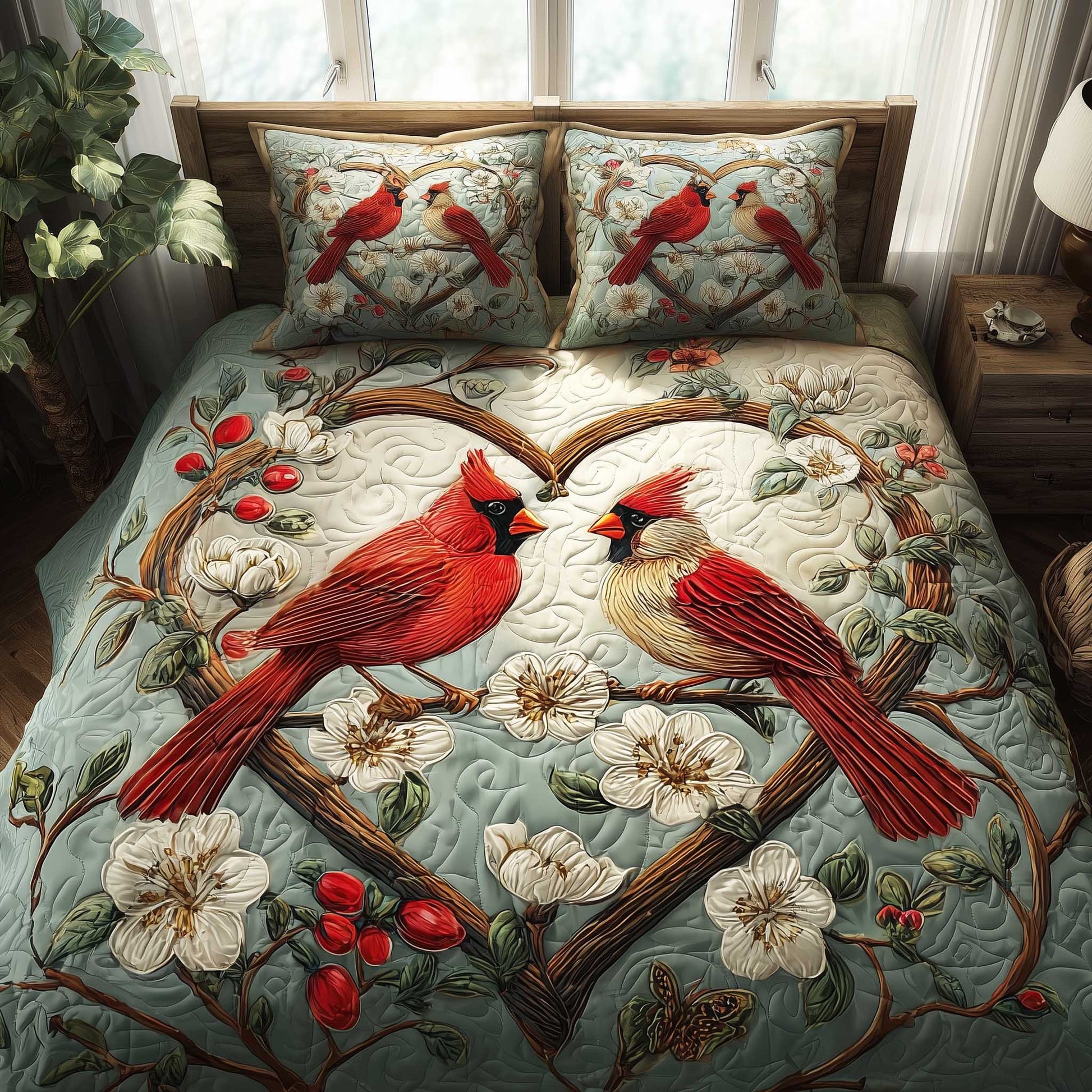 Cardinal Spirit 3-Piece Quilted Bedding Set - Single (59" x 70")
