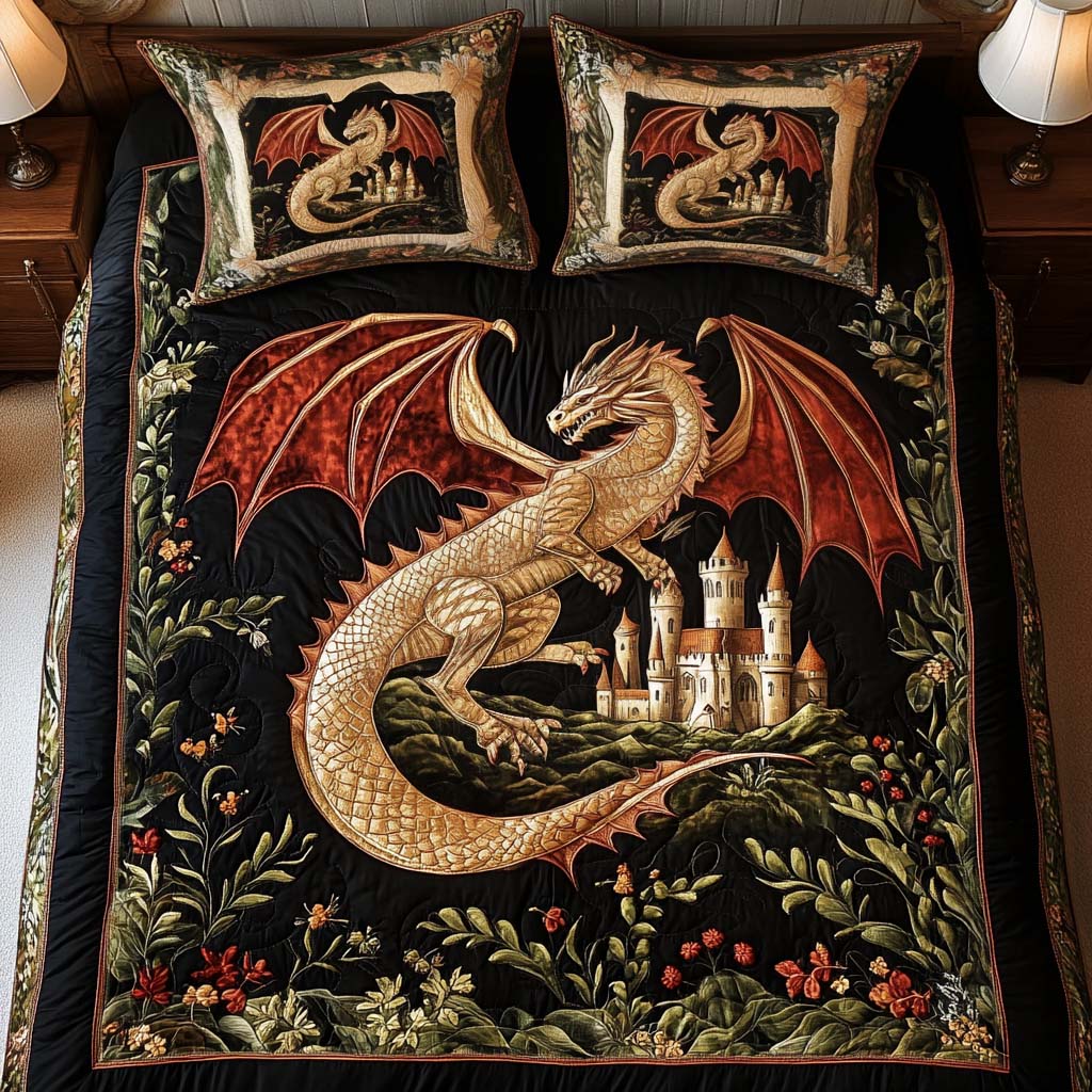 Castle Sentinel 3-Piece Quilted Bedding Set - Single (59" x 70")