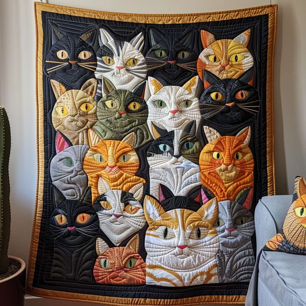 Cat Lover's Dream Quilted Blanket - Throw (55" x 60")