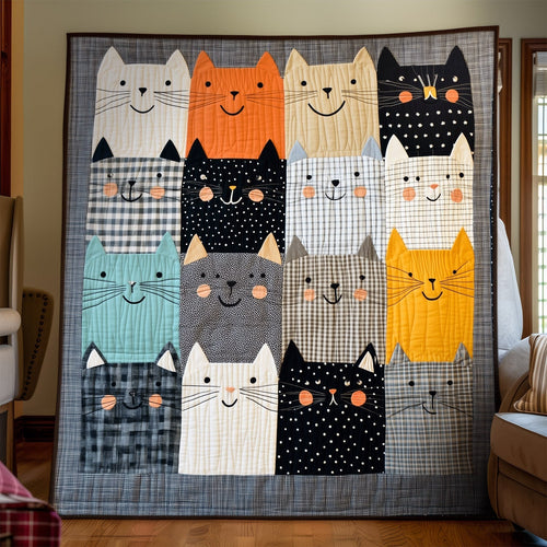 Cat Collage Quilted Blanket - Throw (55" x 60")