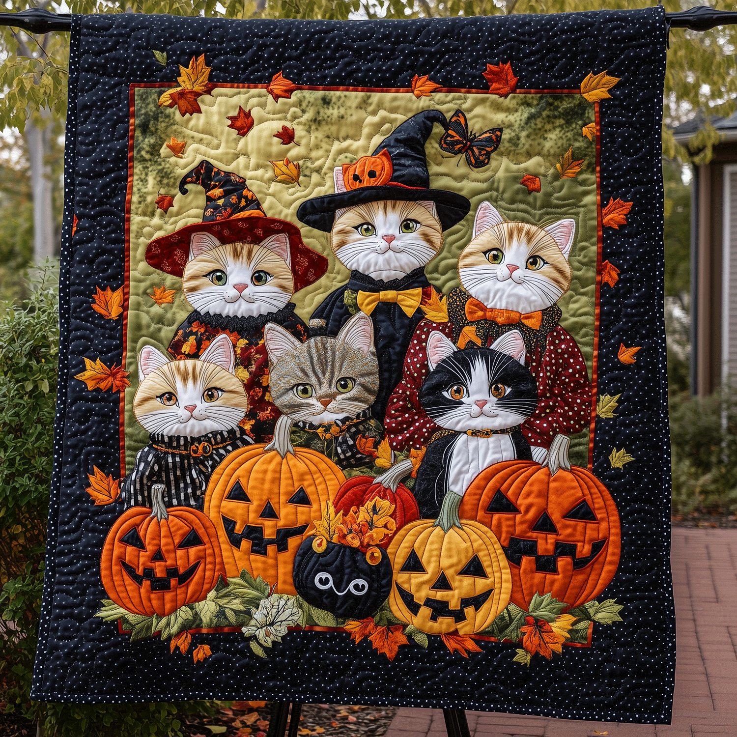 Cat Coven Halloween Quilted Blanket - Throw (55" x 60")