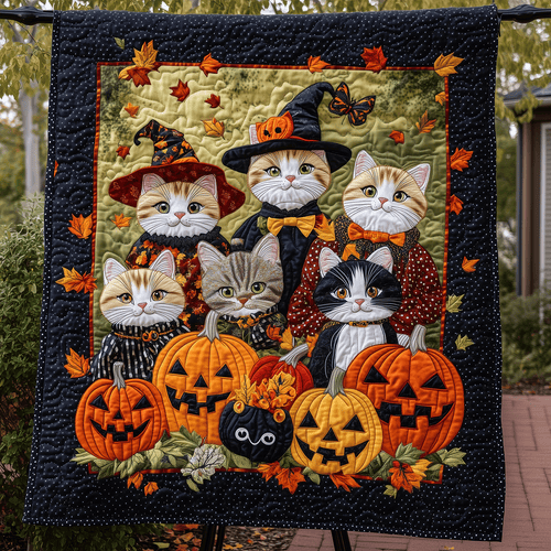Cat Coven Halloween Quilted Blanket - Throw (55" x 60")
