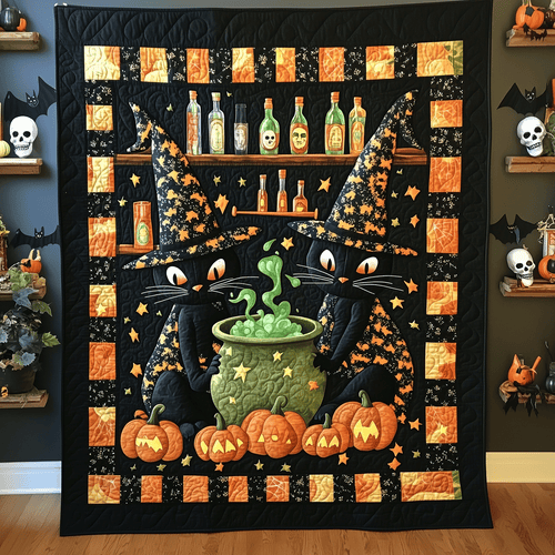 Cat Magic Potion Quilted Blanket - Throw (55" x 60")