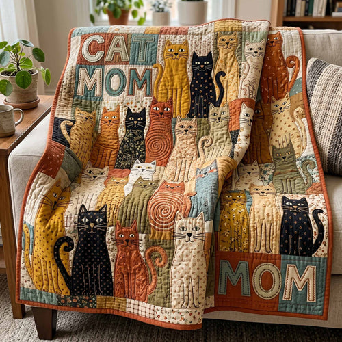 Cat Mom Patchwork Quilted Blanket - Baby (30" x 40") - Pack 1