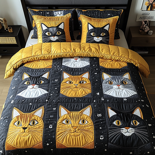 Catnap Haven 3-Piece Quilted Bedding Set - Single (59" x 70")